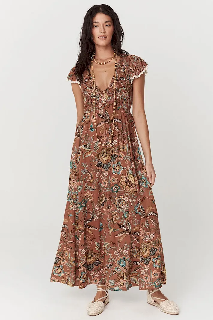 trendy Mojave Lily Shirred Maxi Dress - Dresses