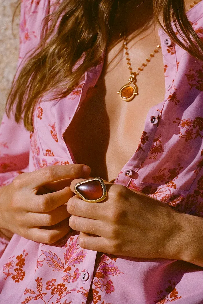 modern Desert Flower Stone Ring - Jewelry